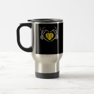 Softball Heart Skeleton Hand Halloween Kostümspass Reisebecher