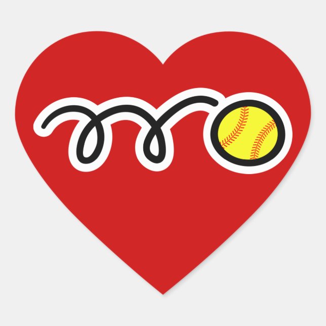 Softball Herz-Aufkleber (Vorderseite)