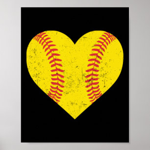 Softball-Herz für Mädchen Frauen Lustige Softball Poster