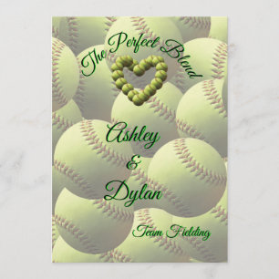 Softball-Herz gemischte Familien-Hochzeit Einladung