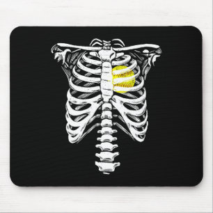 Softball Herz Skelett Rippenkäfig Halloween Liebe  Mousepad