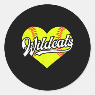 Softball Herz Wildcats Team T-Ball Runder Aufkleber