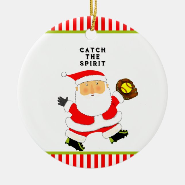 Softball Holiday-Geschenk Keramik Ornament (Vorne)