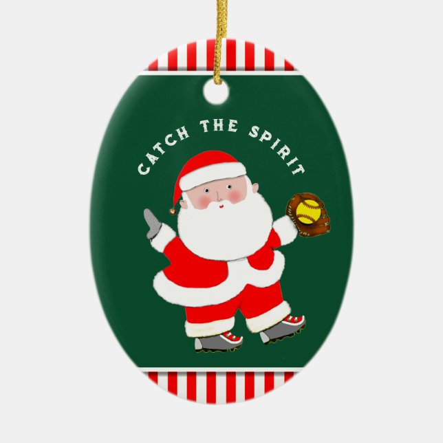 Softball Holiday-Geschenk Keramik Ornament (Vorne)