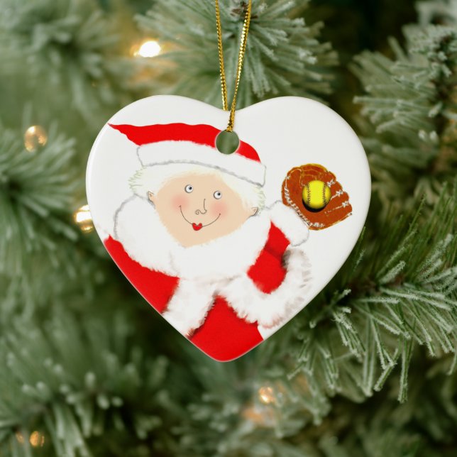 Softball Holiday-Geschenk Keramik Ornament (Baum)