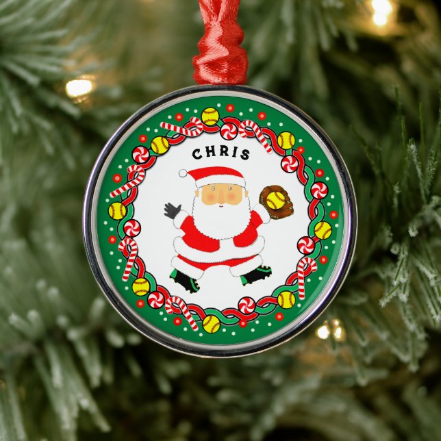 Softball Holiday Geschenk Keramik Ornament Aus Metall (Baum)