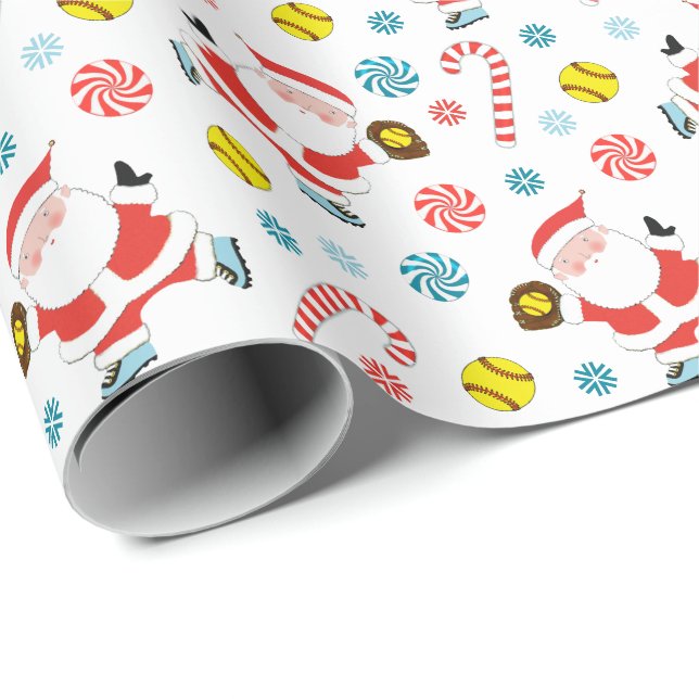 Softball Holiday Geschenkpapier (Rolleneckpunkt)