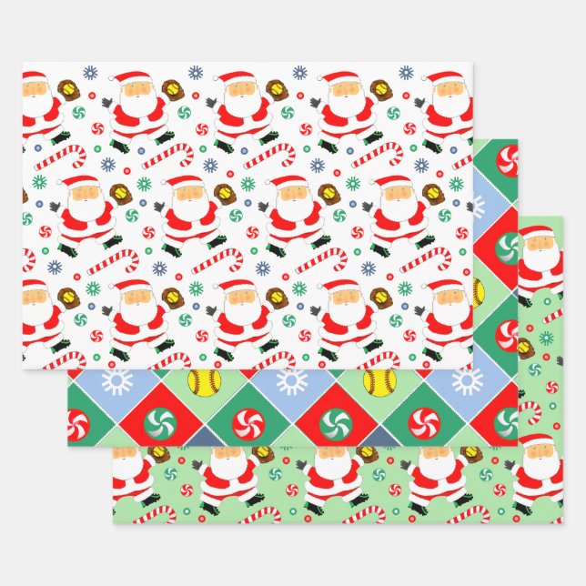 Softball Holiday Gift Wrapping Paper Geschenkpapier Set (Set)
