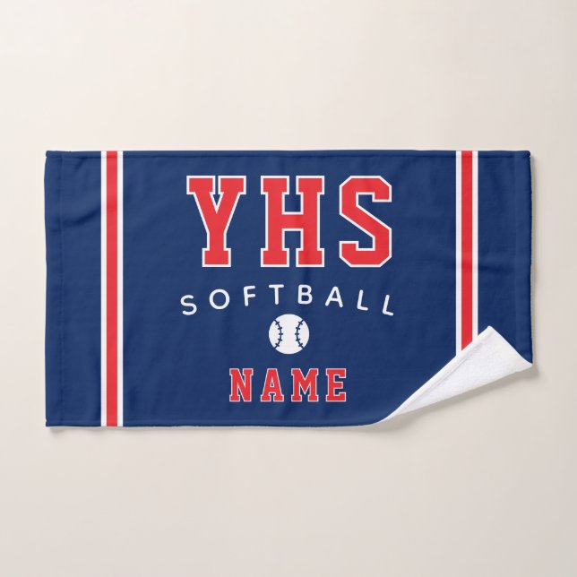 Softball-Ikone, Benutzerdefinierter Name & Schule, Handtuch (Handtuch)