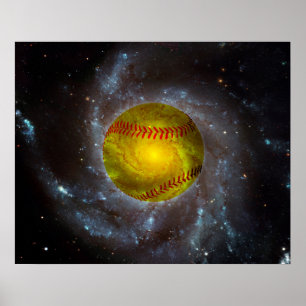 Softball im Weltraum Einzigartiges Softball-Poster Poster