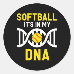 Softball Ist Meine Dna Lustiger Softball-Spieler F Runder Aufkleber