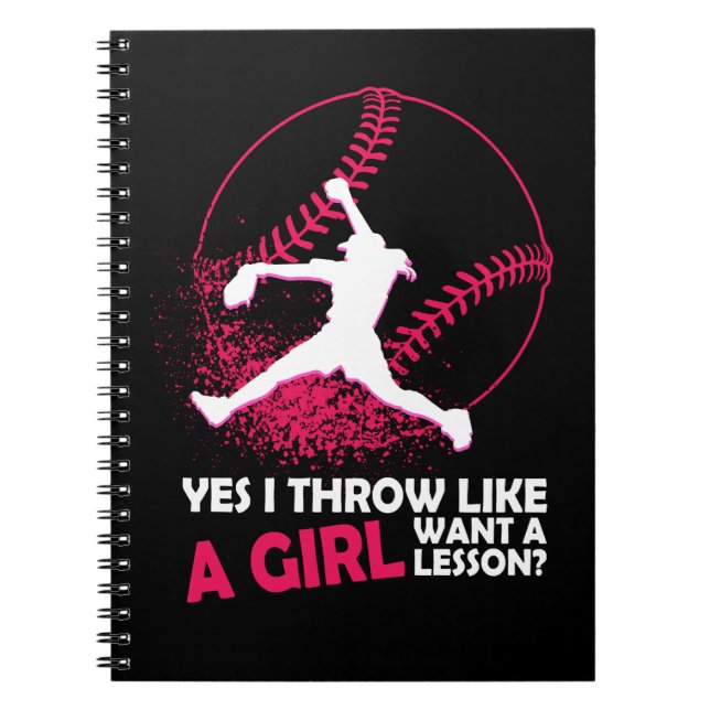 Softball Ja, ich wirke wie eine Girl Softball Girl Notizblock (Vorderseite)