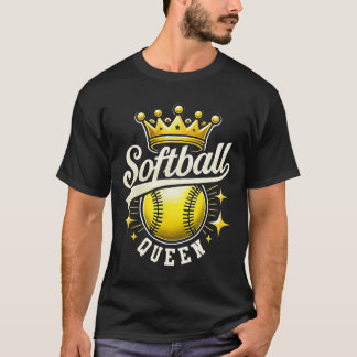 Softball-Königin Ein Softball Mit Krone Softball-M T-Shirt