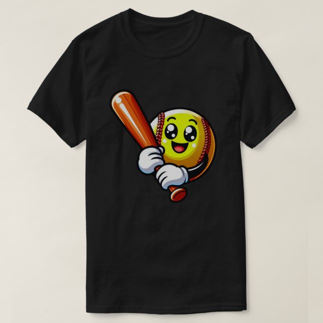 Softball lächelt: Streit um Spaß! T-Shirt (Design vorne)