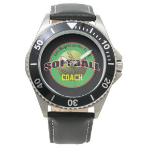 Softball-Leben auf dem Feld mit Namenstext Armbanduhr