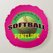 Softball-Leben auf rosa und Grünem mit Text