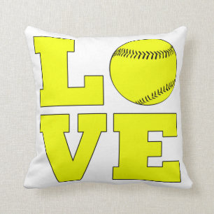 Softball-Liebe Kissen weiß und gelb Kissen Kissen