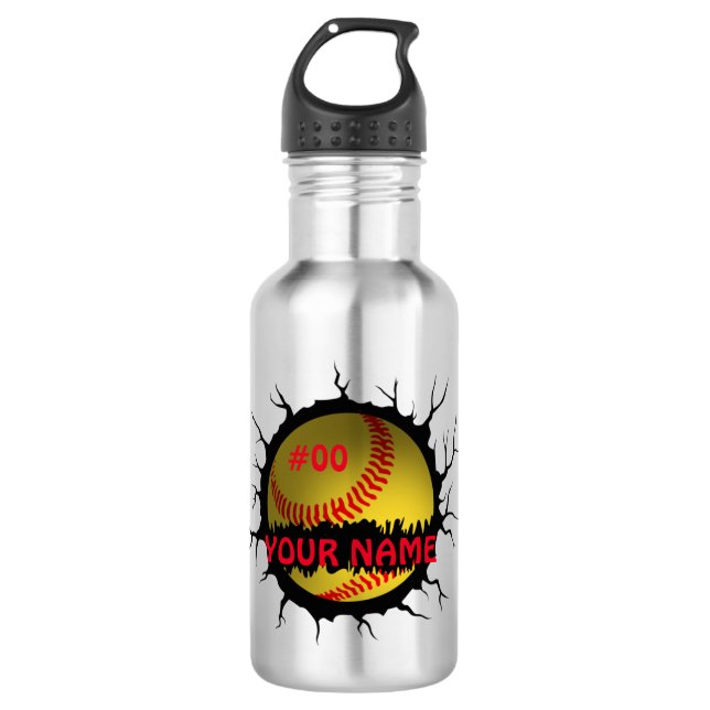 Softball-Logo, Softball-Individuelle Name, Softbal Edelstahlflasche (Vorderseite)