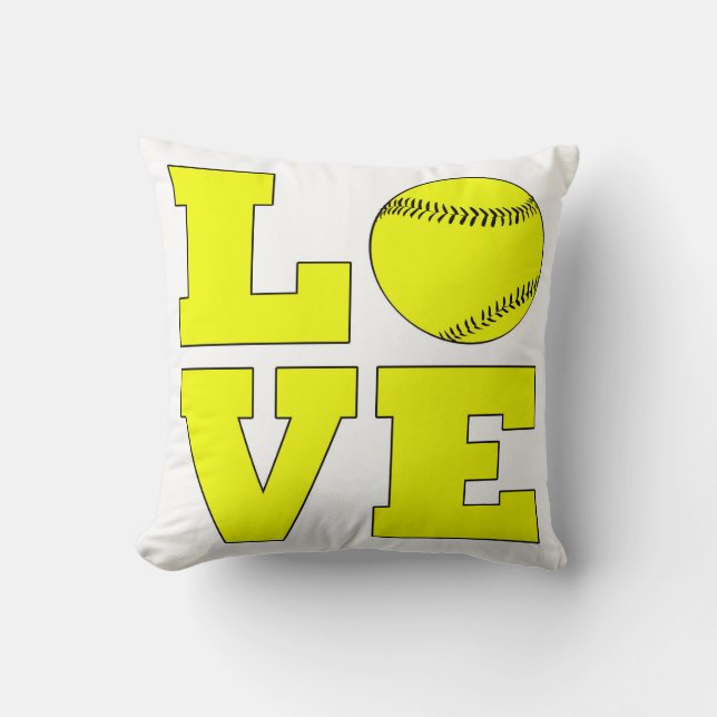 Softball Love Coussin Oreiller blanc et jaune (Recto)