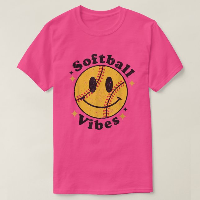 Softball Lover Fan lächelnd Gesichtskostüm Happy N T-Shirt (Design vorne)