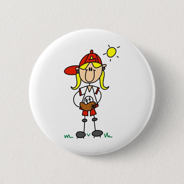 Softball-Mädchen-Button Button (Vorderseite)