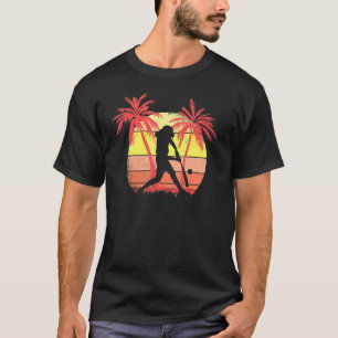 Softball-Mädchen Homerun Hit Sommeruntergang 80er T-Shirt