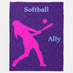 Softball Mädchen Lila Glitzernde Fleece-Decke Fleecedecke