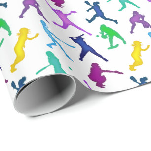 Softball-Mädchen-multi Farbe Geschenkpapier