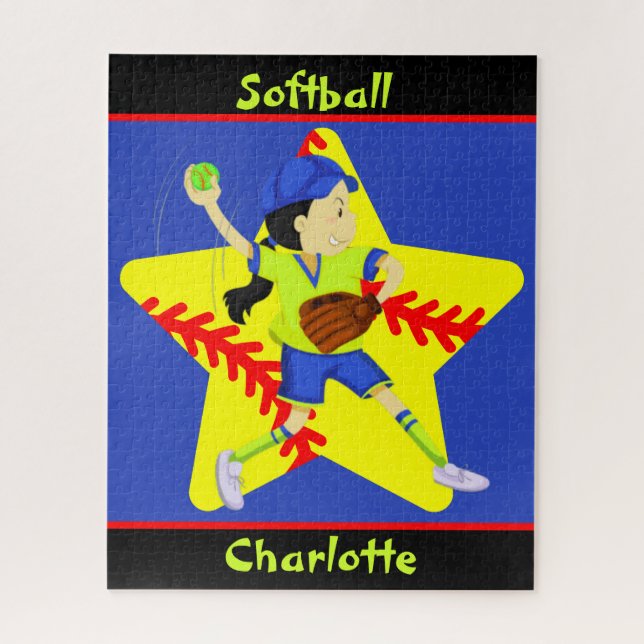 Softball Mädchen Star Pitcher Personalisiert (Vertikal)