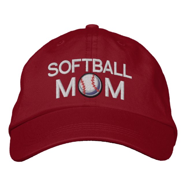 Softball-Mama Bestickte Baseballkappe (Vorderseite)