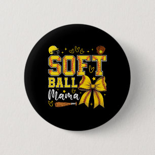 Softball-Mama Coquette-Schleife Softball-Mutter Mu Button