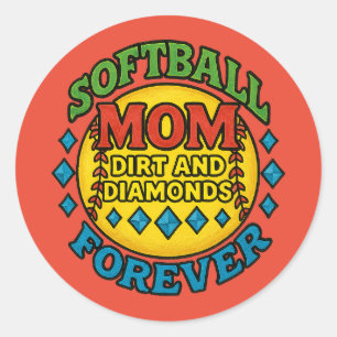 Softball Mama Dirt and Diamonds Forever Runder Aufkleber