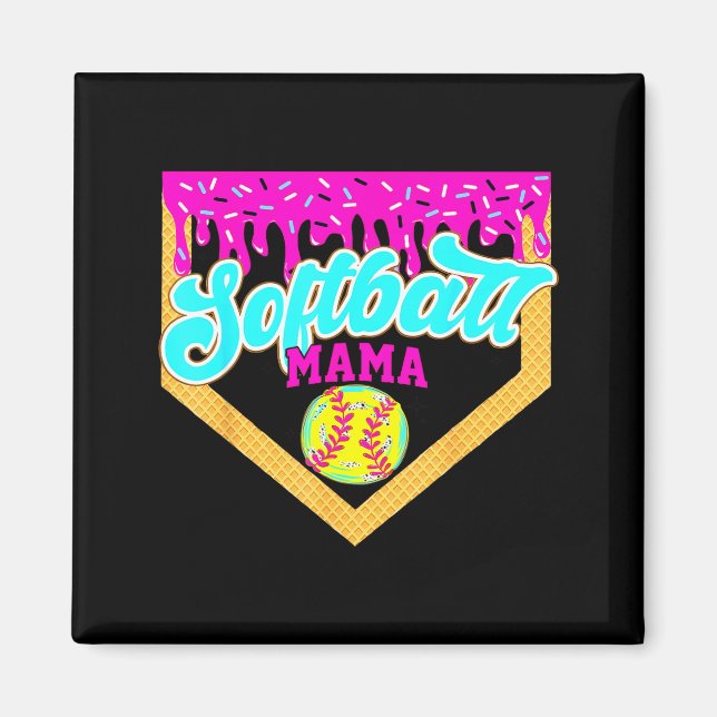 Softball Mama Drip Eiscreme tropfend Game Day Sof Magnet (Vorne)