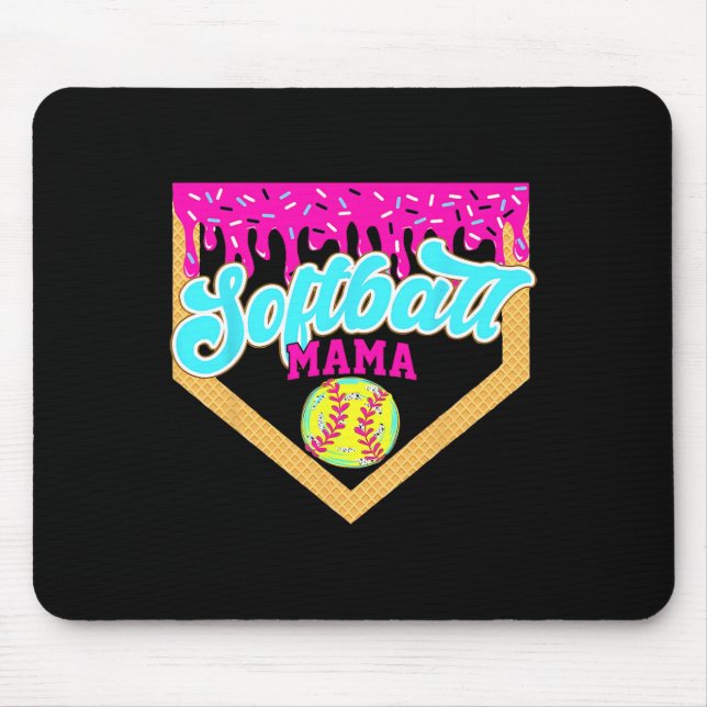 Softball Mama Drip Eiscreme tropfendes Spiel Tages Mousepad (Vorne)