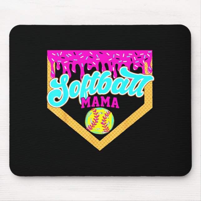 Softball Mama Drip Ice Cream Dripping Game Day Sof Mousepad (Vorne)