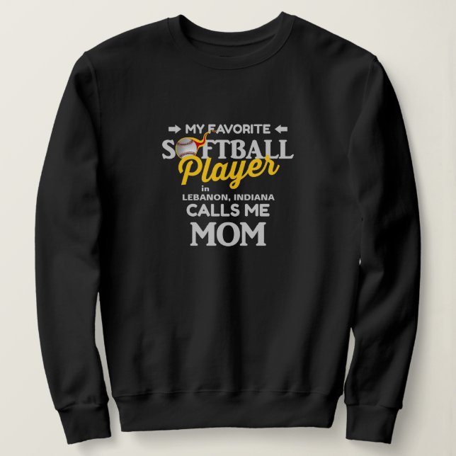 Softball Mama Favorit Player Personalisiert Black Sweatshirt (Design vorne)