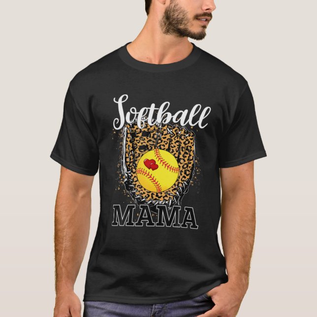 Softball Mama Funny Baseball Leopard Lover Mutter' T-Shirt (Vorderseite)