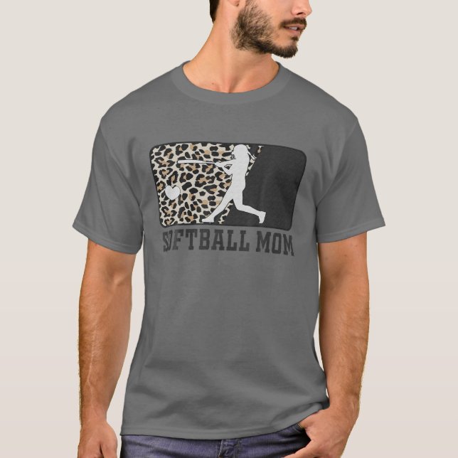 Softball Mama Funny Mama Leopard T-Shirt (Vorderseite)