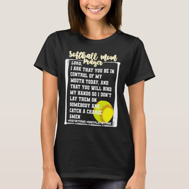 Softball Mama Gebet Game Day Baseball Christlich R T-Shirt (Vorderseite)