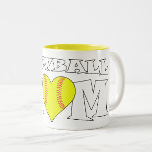 Softball Mama Herzgestalterischer Fußball-Softball Zweifarbige Tasse