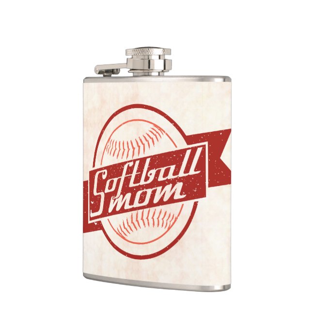 Softball-Mama-Hip-Flasche aus rostfreiem Stahl Flachmann (Links)