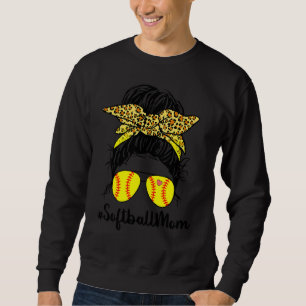 Softball Mama Leben mit Leopard und Messy Bun Play Sweatshirt
