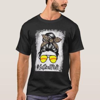 Softball Mama Leben mit Leopard und Messy Bun Play T-Shirt