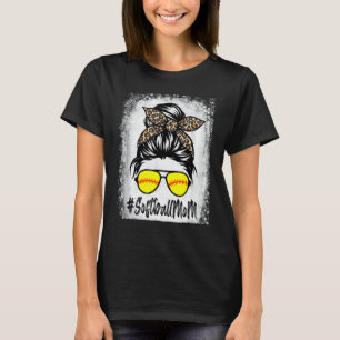 Softball Mama Leben mit Leopard und Messy Bun Play T-Shirt