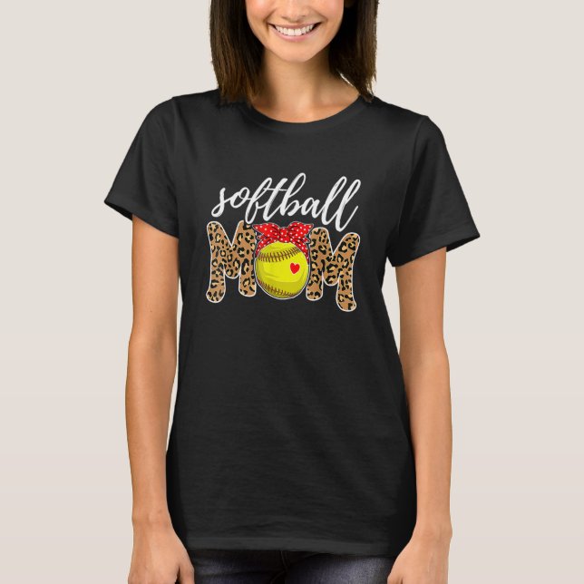 Softball Mama Leopard Baseball Mama Mother Day T-Shirt (Vorderseite)