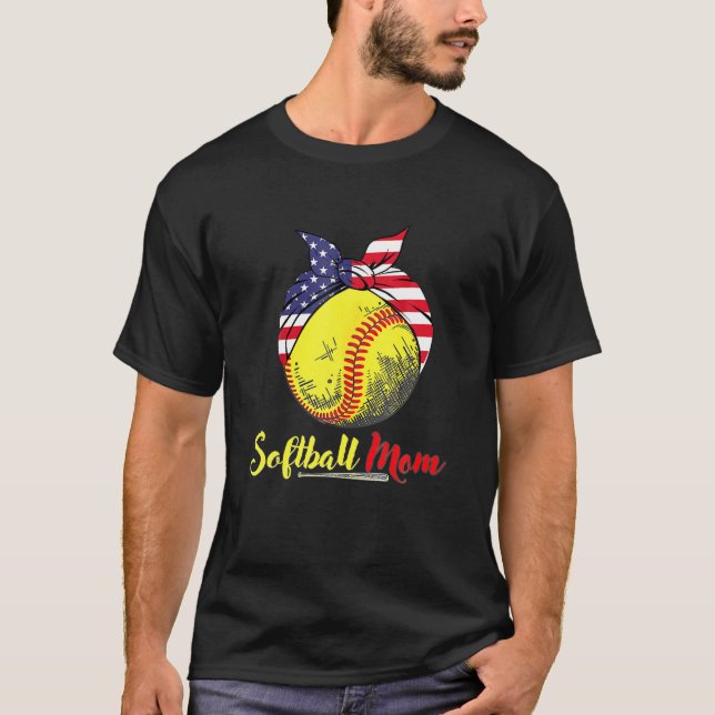 Softball Mama Leopard Funny Baseball Mama Mutter D T-Shirt (Vorderseite)
