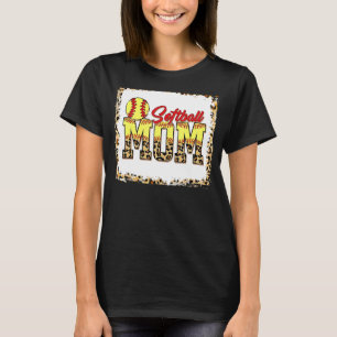 Softball Mama Leopard gebleicht Mama Mama Mother M T-Shirt