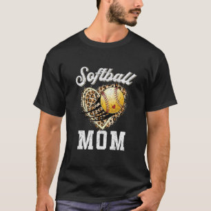 Softball Mama Leopard Heart Mama Life Mother' T-Shirt