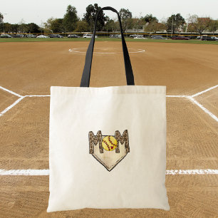 Softball-Mama-Leopard-Home-Plate-Zahl individuell Tragetasche