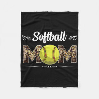 Softball-Mama Leopard Lustige Ball-Mama Muttertag Fleecedecke
